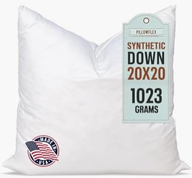 Pillowflex Synthetic Down Pillow Insert, 20 × 20 in (karate-chop pillow)