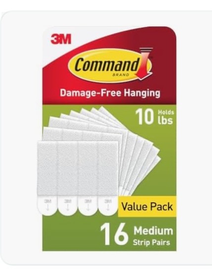 Command Medium Picture Hanging Strips (10 lb), 16 pairs / 32 strips