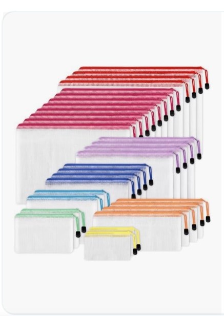 EOOUT Mesh Zipper Pouch Bags, 30 pcs, 8 sizes, 8 colors
