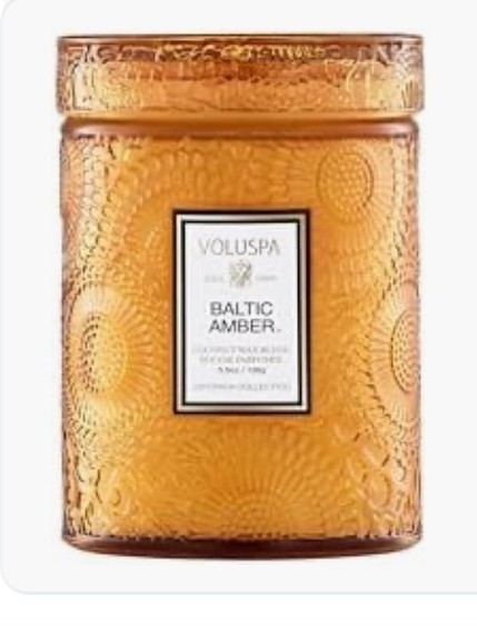 Voluspa Baltic Amber Candle, small jar, 5.5 oz (coconut wax, ~50 hr burn)