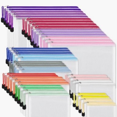 EOOUT Mesh Zipper Pouches, 42 pcs, 8 sizes, 17 colors (waterproof)