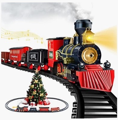 Shemira Christmas Train Set — Steam Train with Light, Smoke and Sound, for Around the Christmas Tree