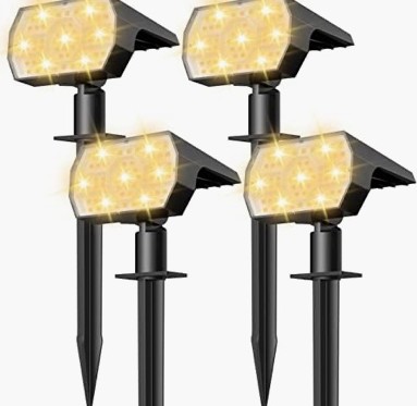 NYMPHY Solar Outdoor Lights, waterproof, warm white — 4 pack