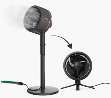 Shark FlexBreeze 2-in-1 Fan with Misting Attachment, charcoal (FA222)