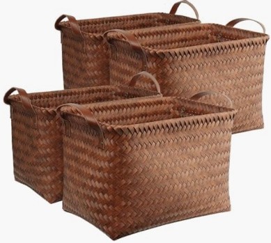 BROWNLILY Handwoven Wicker Storage Baskets, Pack of 4, Brown