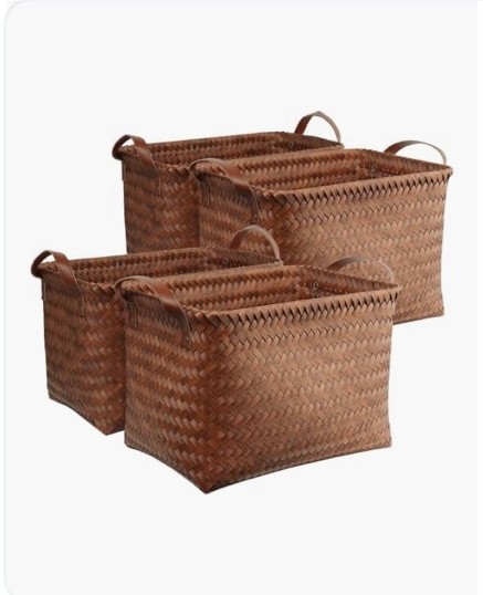 BROWNLILY Handwoven Wicker Storage Baskets, Pack of 4, Brown