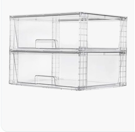 Vtopmart Large Clear Stackable Storage Drawers, 2 pack (closet)