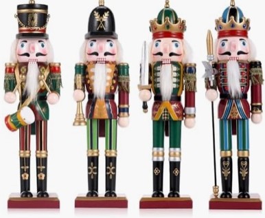 Tpudn 4PCS Wooden Christmas Nutcracker Soldiers, 30CM — Traditional Painted Figures