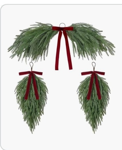 Christmas Mirror Garland and Teardrop Swag, red — 3 pcs