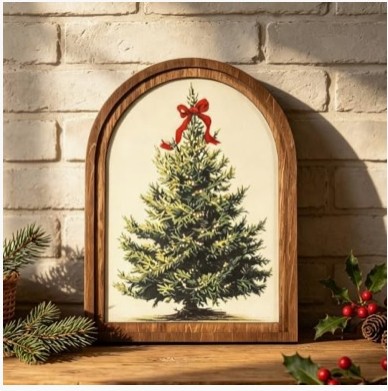 DAZONGE Christmas Decorations — Christmas Tree Arched Framed Wall Art Decor